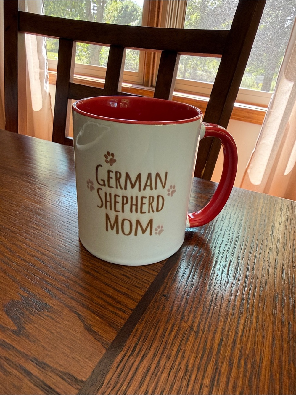 German Shepherd Mom Red & White Ceramic Coffee Mug